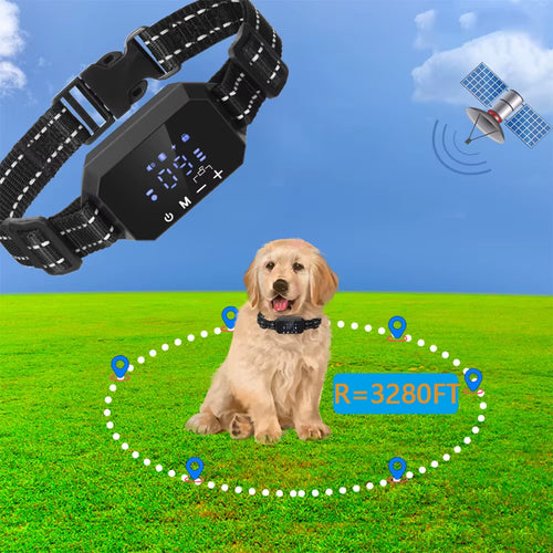 1000M GPS Dog Fence 100~3280 Ft Range Electric Dog Training Collar for Dogs Vibration Sound Shock Rechargeable Waterproof